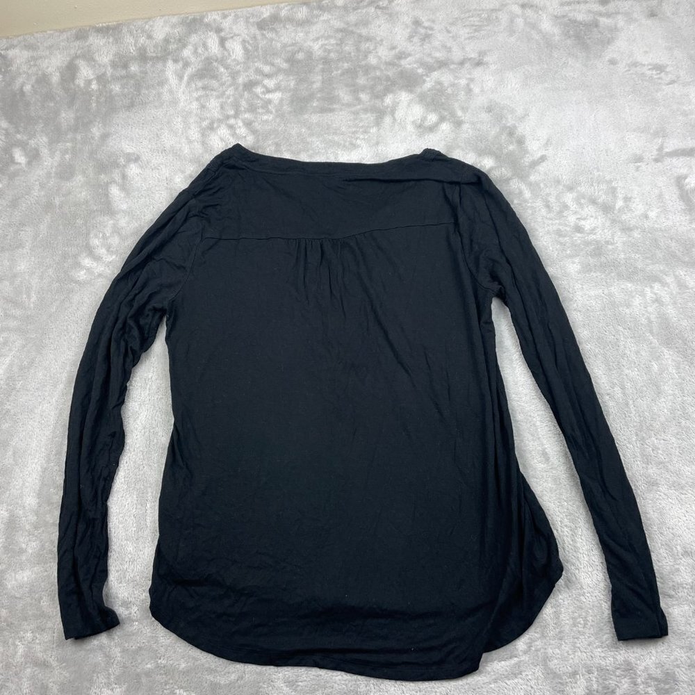 Cable and Gauge Black Long Sleeve V Neck Shirt Women's Large - Picture 3 of 5